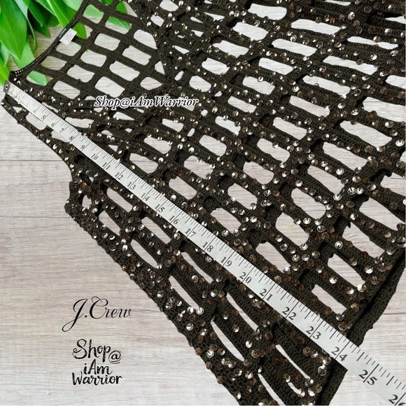 J.Crew Collection dark avocado sequin crochet netted vest *shop@iamwarrior - Picture 7 of 9